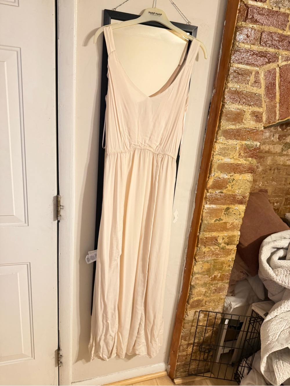 NAF NAF Nude Blush Pleated Maxi Dress NWT Size 40 / US 8-10 - Picture 5 of 11